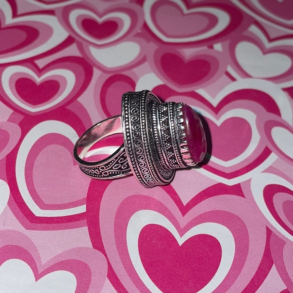 Huge Ruby Silver Ring - image 3